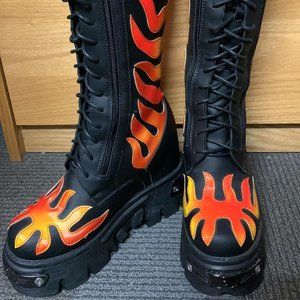 yru anthony wang rokk hi flame black platform knee high boots